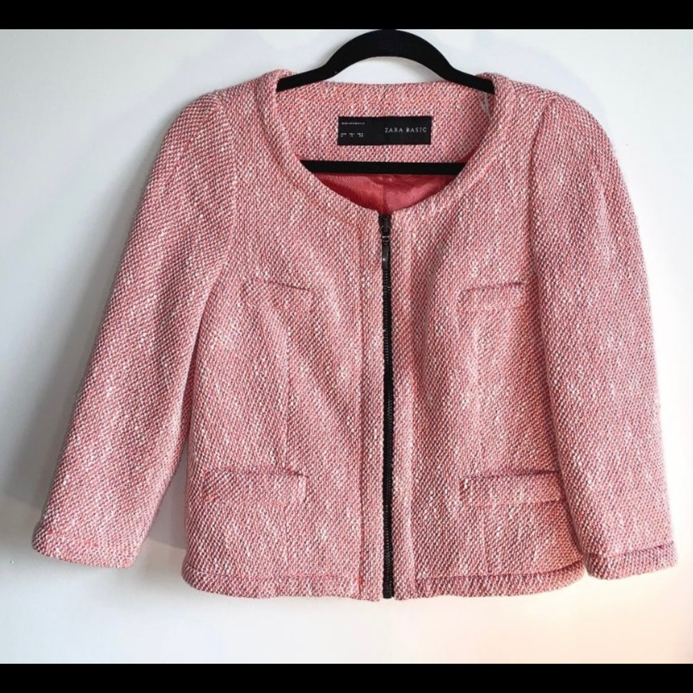 Beautiful pink Zara tweed jacket excellent condition